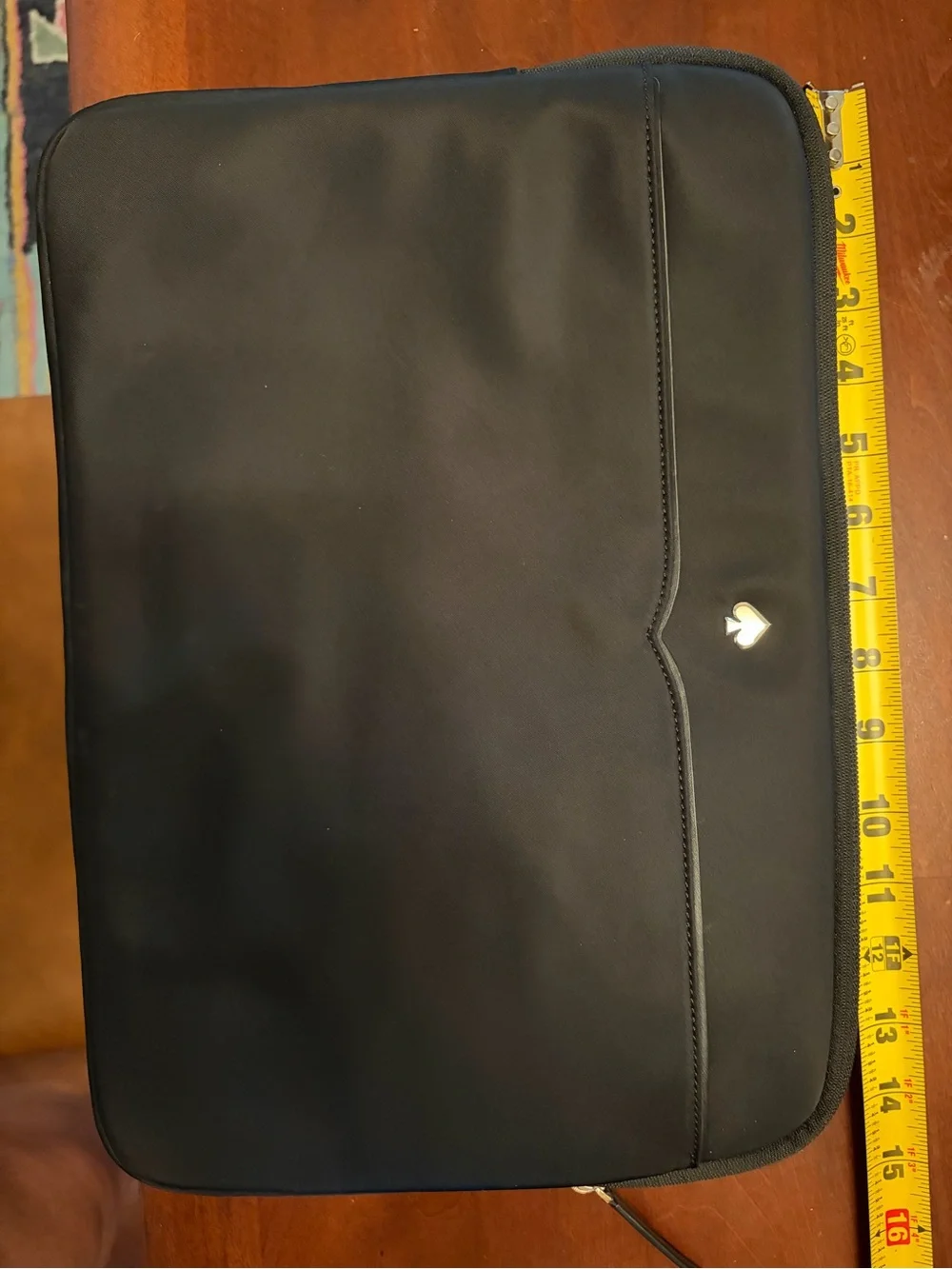 Kate Spade Black Laptop Sleeve - Slim Protective Case - Gold Spade Accent Logo